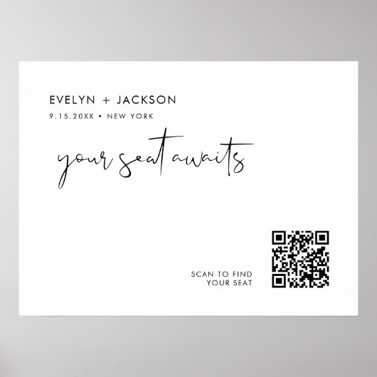 STELLA Hochzeitsstichtabelle QR Code-Zeichen Poster (Vorne)