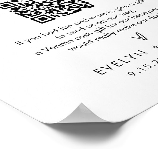 STELLA Honeymoon Fund Wedding Sign Poster (Ecke)