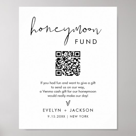 STELLA Honeymoon Fund Wedding Sign Poster (Vorne)