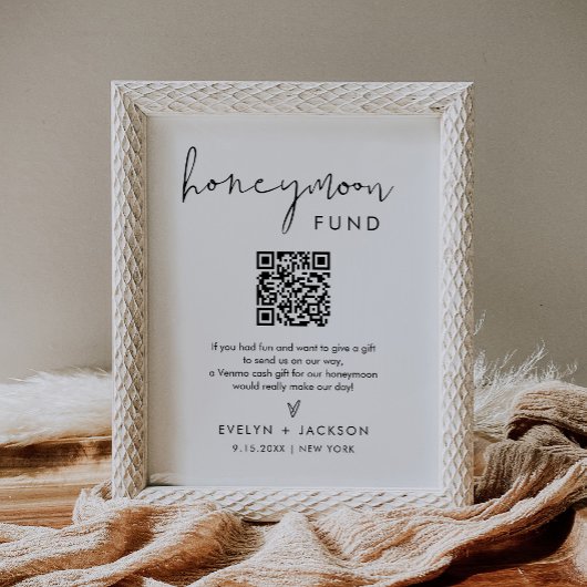 STELLA Honeymoon Fund Wedding Sign Poster