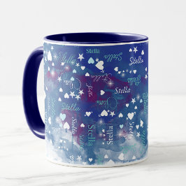 Stella individuelle Name voller Herz und Sterne bl Tasse