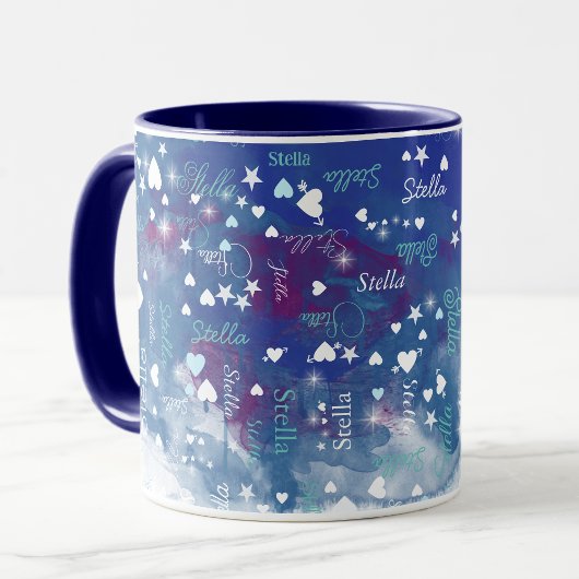 Stella individuelle Name voller Herz und Sterne bl Tasse