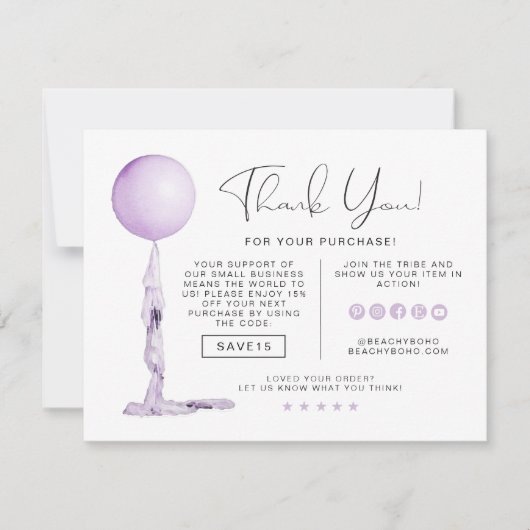 STELLA Lila Party Ballon Business Vielen Dank Inv Einladung (Vorderseite)