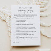 STELLA Minimal Brautparty Survey sagt Spiel Einladung