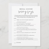 STELLA Minimal Brautparty Survey sagt Spiel Einladung (Vorderseite)