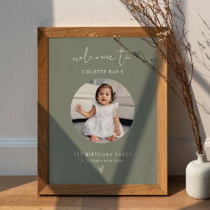 STELLA Minimalistisch Sage Geburtstag Foto Begrüßu Poster