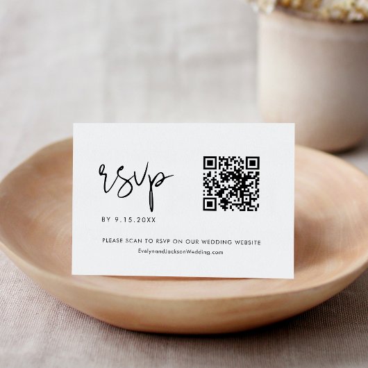 STELLA Minimalistische Hochzeit QR Code UAWG RSVP Karte
