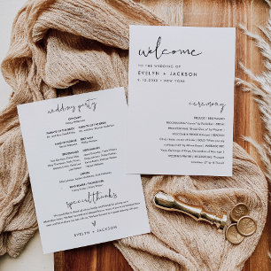 STELLA Minimalistische Hochzeitsprogrammkarte (12x Einladung