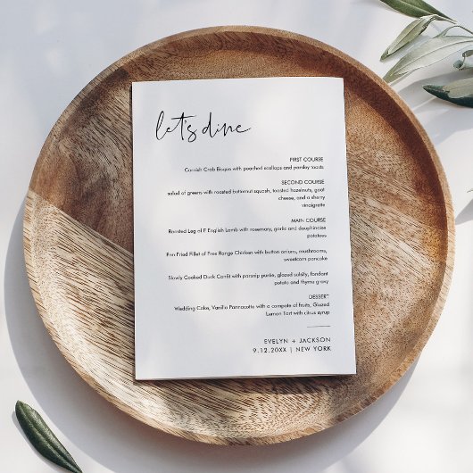 STELLA Minimalistische Wedding Menu 12x18