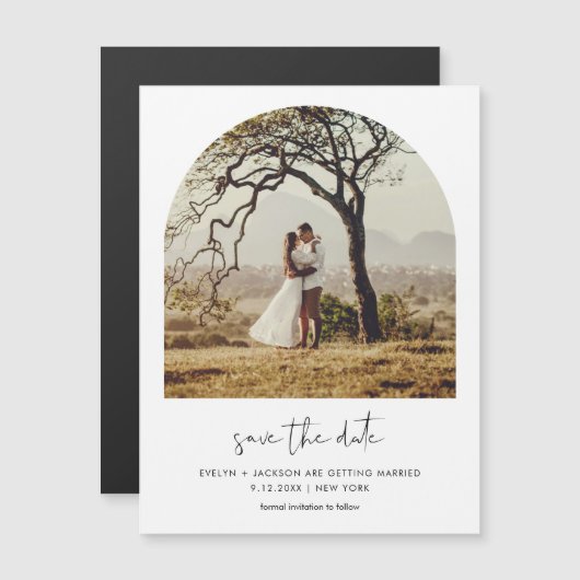 STELLA Modern Edgy Arch Foto Save the Date Magnetkarte (Vorne/Hinten)