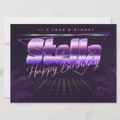 Stella Name Vorname lila retro Karte Geburtstag (Vorderseite)