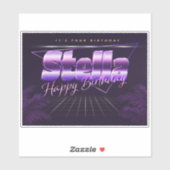 Stella Name Vorname lila retro Sticker Geburtstag (Blatt)