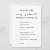 STELLA Over oder Under Brautparty Game Card Einladung (Vorderseite)