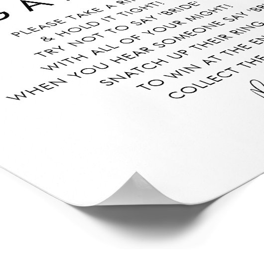 STELLA Ring Game Brautparty Signa Poster (Ecke)