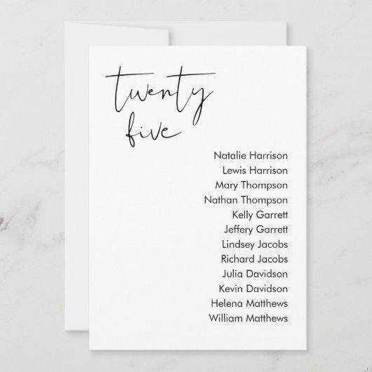 STELLA-Sitzkarte - TABELLE 25 Einladung (Vorderseite)