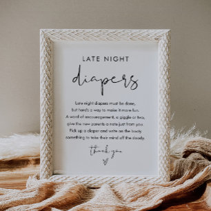 STELLA Späte nächtliche Windeln Babydusche Zeichen Poster