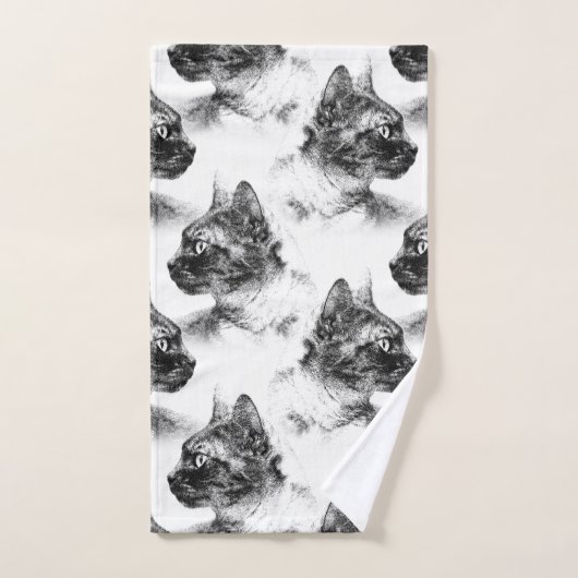 Stella the Gray Cat Badhandtuch Set (Handtuch)