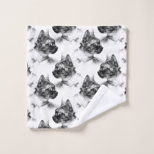 Stella the Gray Cat Badhandtuch Set (Waschlappen)