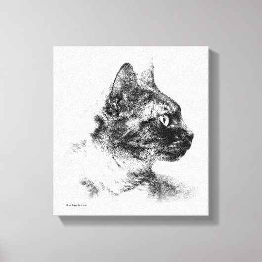 Stella the Gray Cat Charcoal Sketch Leinwanddruck (Vorderseite)