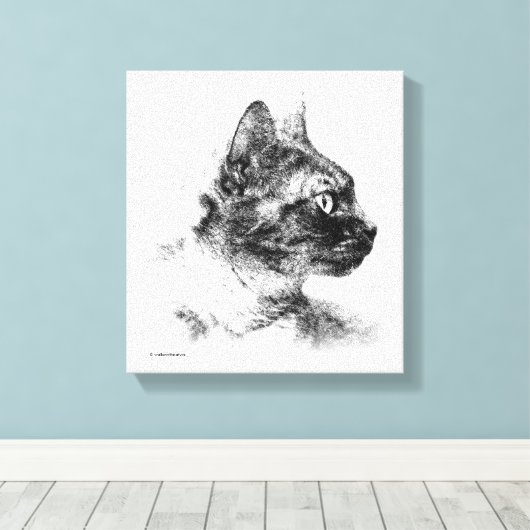 Stella the Gray Cat Charcoal Sketch Leinwanddruck (Insitu (Holzboden))