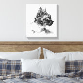Stella the Gray Cat Charcoal Sketch Leinwanddruck (Insitu (Schlafzimmer))