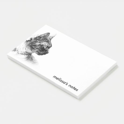 Stella the Gray Cat Profile Sketch Post-it Klebezettel (angewinkelt)