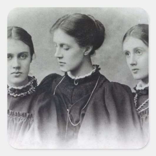 Stella, Vanessa und Virginia Stephen, c.1896 Quadratischer Aufkleber (Vorderseite)