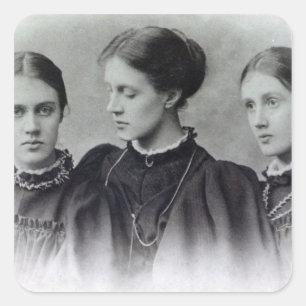 Stella, Vanessa und Virginia Stephen, c.1896 Quadratischer Aufkleber