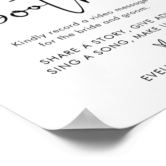 STELLA Video Booth Wedding Sign Poster (Ecke)