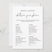 STELLA Was ist auf deiner Handy Bridal Game Card? Einladung (Vorderseite)