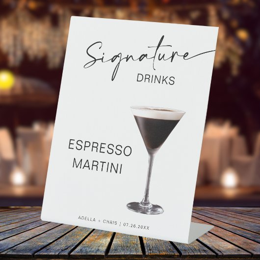 STELLA Wedding Espresso Cocktail Martini Bar Sign Sockelschild