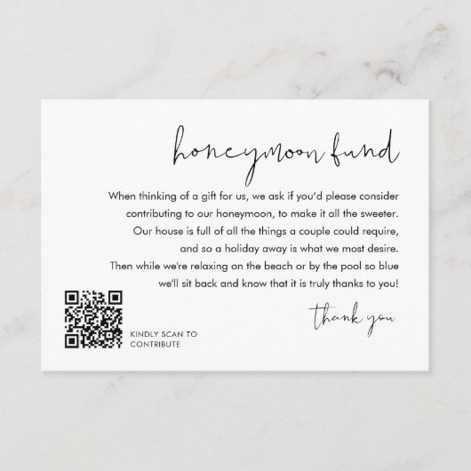 STELLA Wedding Honeymoon Fund QR Code Begleitkarte (Vorderseite)