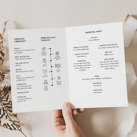 STELLA Wedding Program Folded Card Dankeskarte