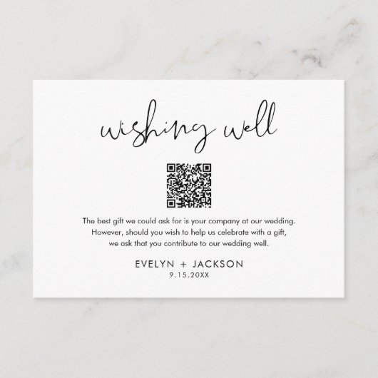 STELLA Wedding Wishing Well QR Code Honeymoon Fund Begleitkarte (Vorderseite)