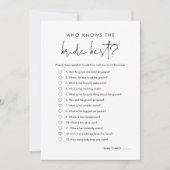 STELLA Wer die Bride Best Bridal Game Card kennt Einladung (Vorderseite)