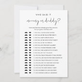 STELLA Wer sagte es Mommy Daddy Baby Game Card Einladung (Vorderseite)