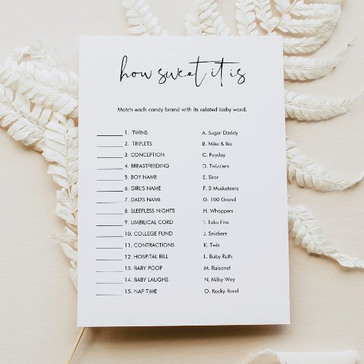 STELLA Wie süß es ist Candy Bar Baby Spielkarte Einladung