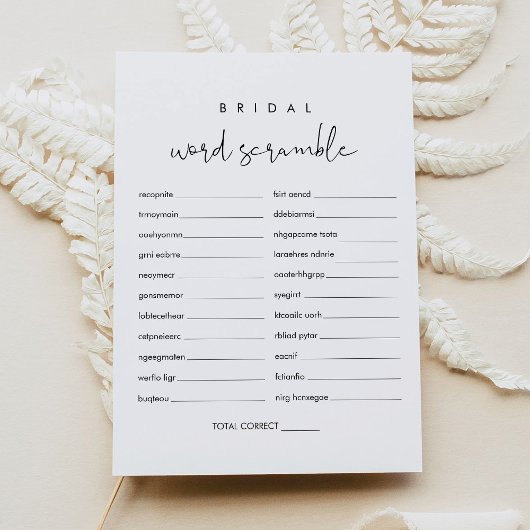 STELLA Word Scramble Brautparty Game Card Einladung