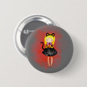 Stellalunarts Niedlich Girl Halloween Cat Button (Vorne & Hinten)