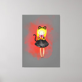 Stellalunarts Niedlich Girl Halloween Cat Leinwanddruck