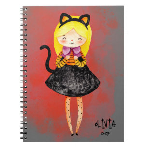 Stellalunarts Niedlich Girl Halloween Cat Notizblock
