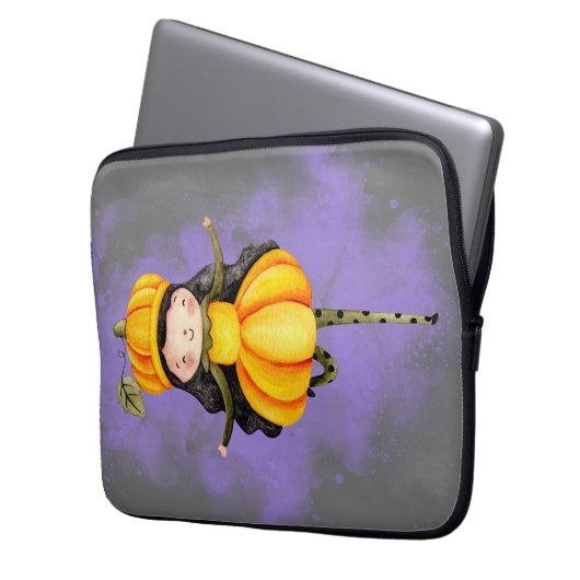 Stellalunarts Pumpkin Halloween Niedliches Mädchen Laptopschutzhülle (Vorderseite Links)