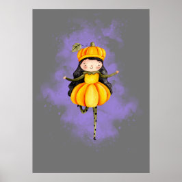 Stellalunarts Pumpkin Halloween Niedliches Mädchen Poster