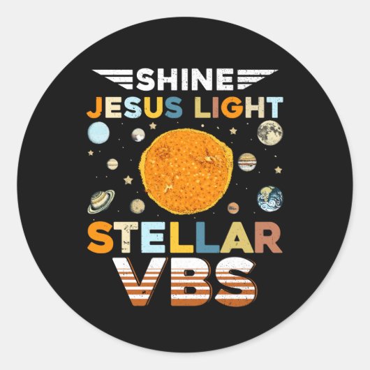 Stellar Bible School VBS Shine Jesus Light Christi Runder Aufkleber (Vorderseite)
