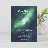 Stellar Birthday Party lädt Deep Space Stars ein Einladung (Stehend Vorderseite)