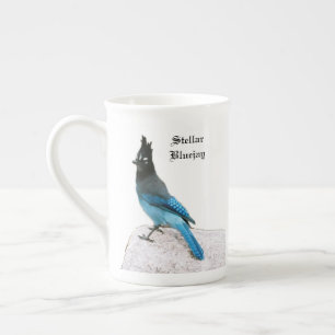 Stellar Blue Jay bone China Tasse