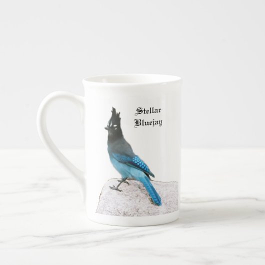 Stellar Blue Jay bone China Tasse (Links)