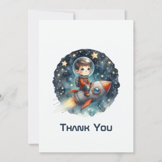 Stellar Boy Space Rocket Dankeskarte (Vorderseite)