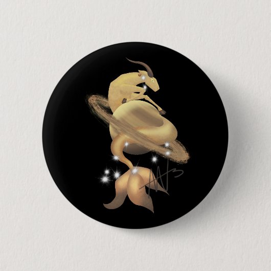 Stellar Capricorn Saturn Zodiac Button (Vorderseite)