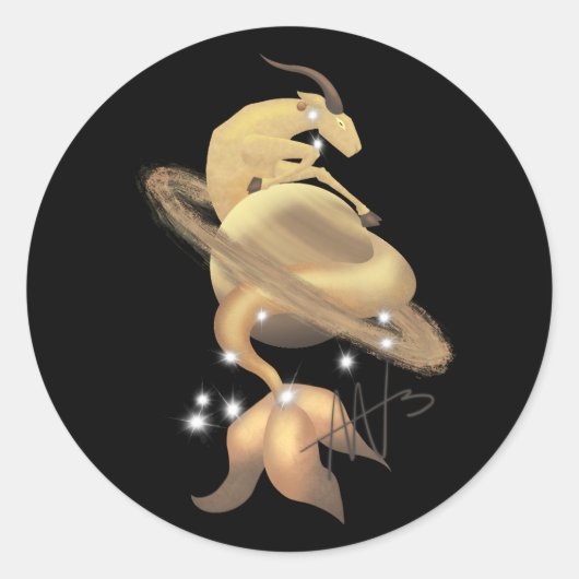 Stellar Capricorn Saturn Zodiac Runder Aufkleber (Vorderseite)